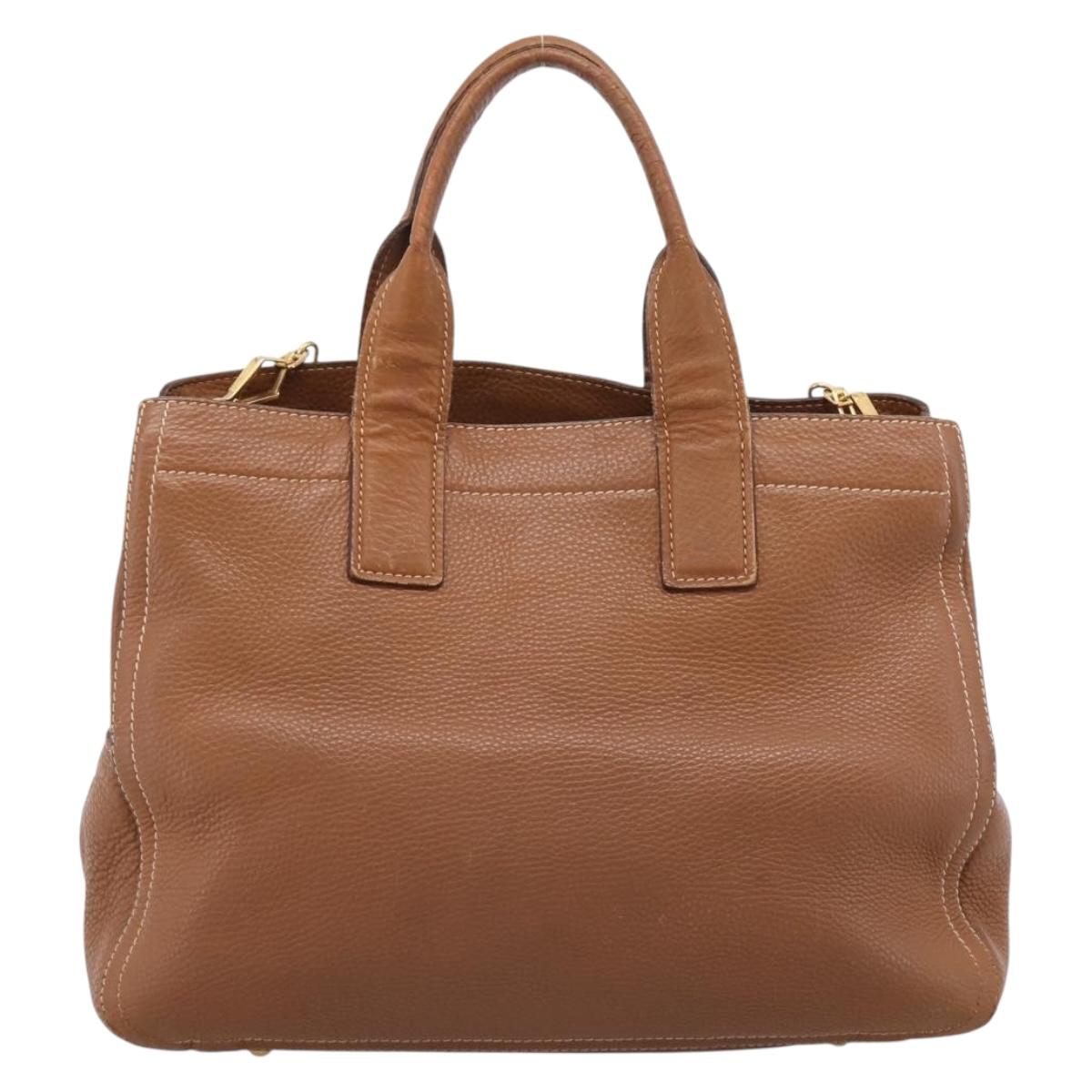 Miu Miu Hand Bag Leather 2way Brown Gold Auth bs37575
