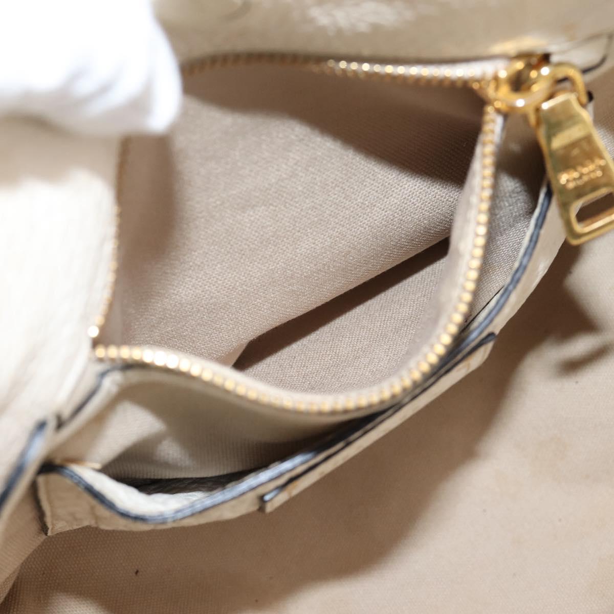 PRADA Tote Bag Leather White Gold Auth bs37576