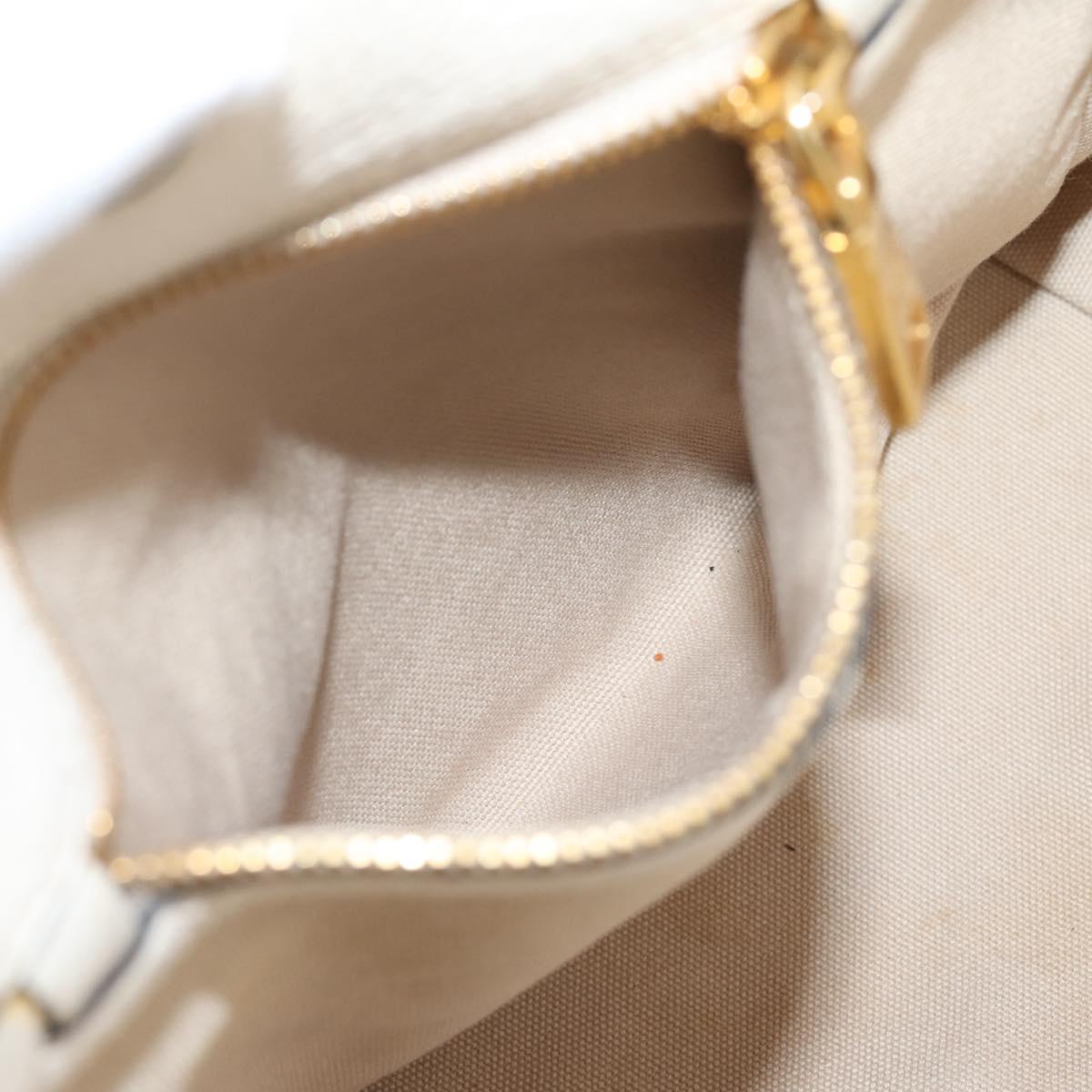 PRADA Tote Bag Leather White Gold Auth bs37576
