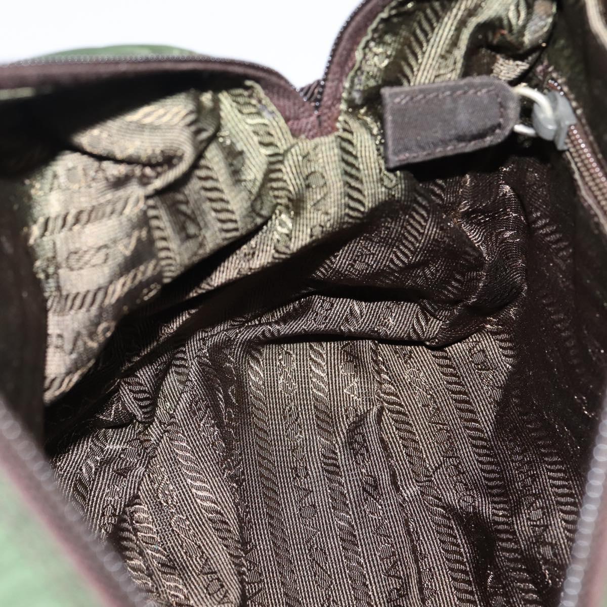 PRADA Tote Bag Nylon Khaki Silver Auth bs37577