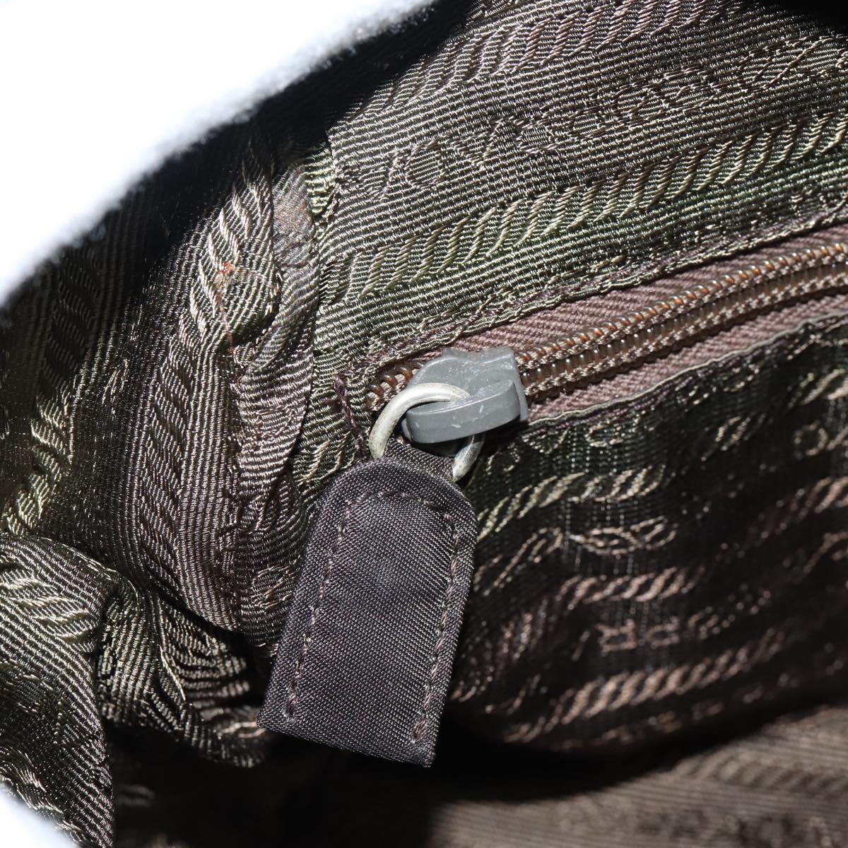 PRADA Tote Bag Nylon Khaki Silver Auth bs37577
