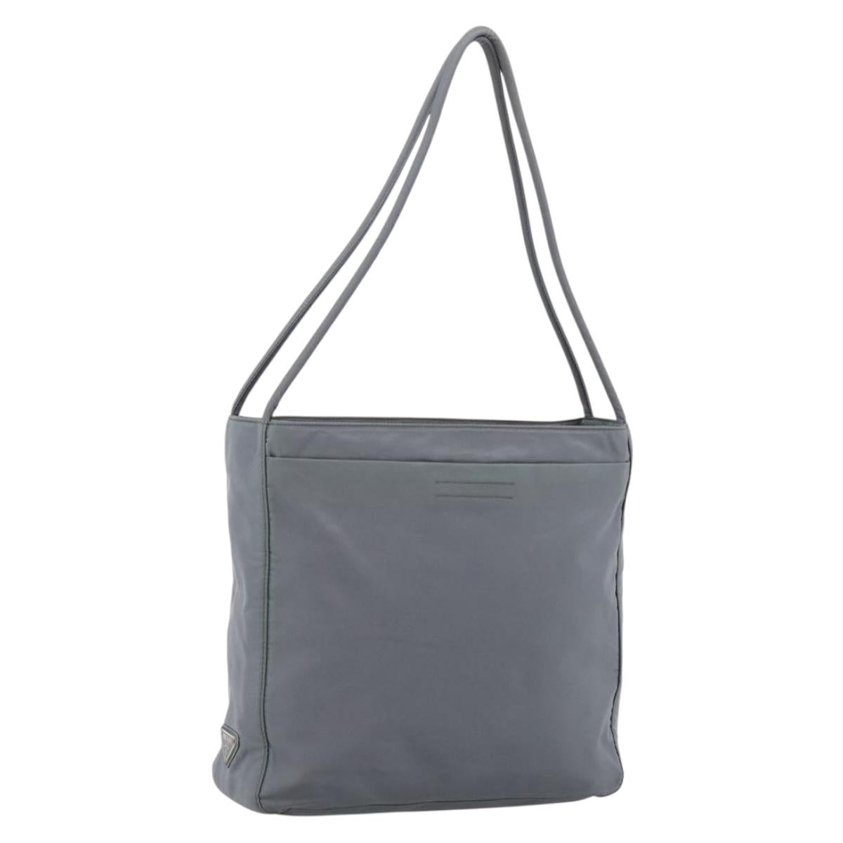 PRADA Tote Bag Nylon Gray Silver Auth bs37578