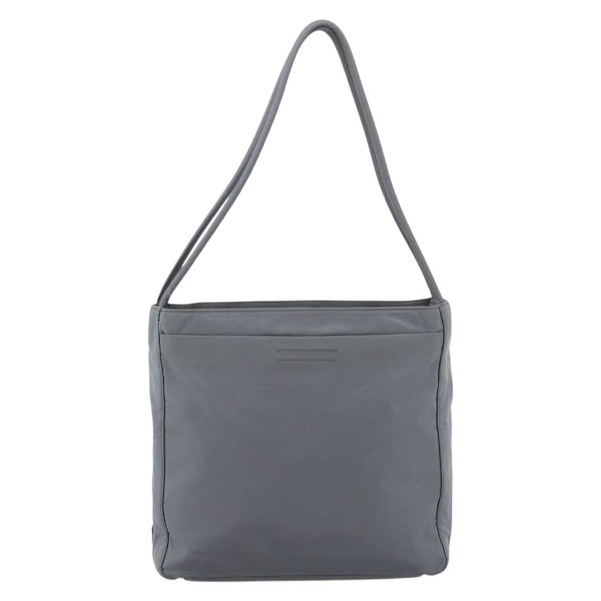 PRADA Tote Bag Nylon Gray Silver Auth bs37578
