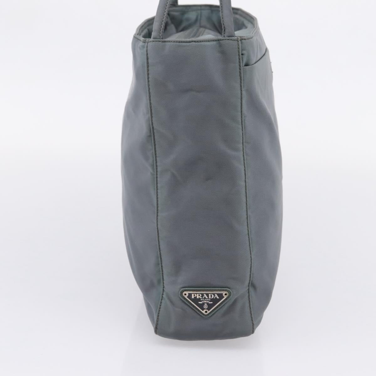 PRADA Tote Bag Nylon Gray Silver Auth bs37578