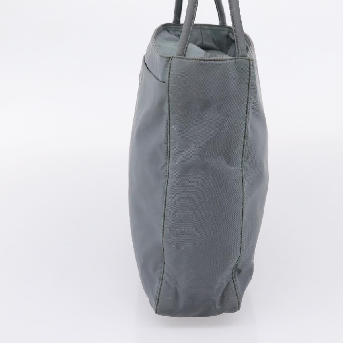 PRADA Tote Bag Nylon Gray Silver Auth bs37578