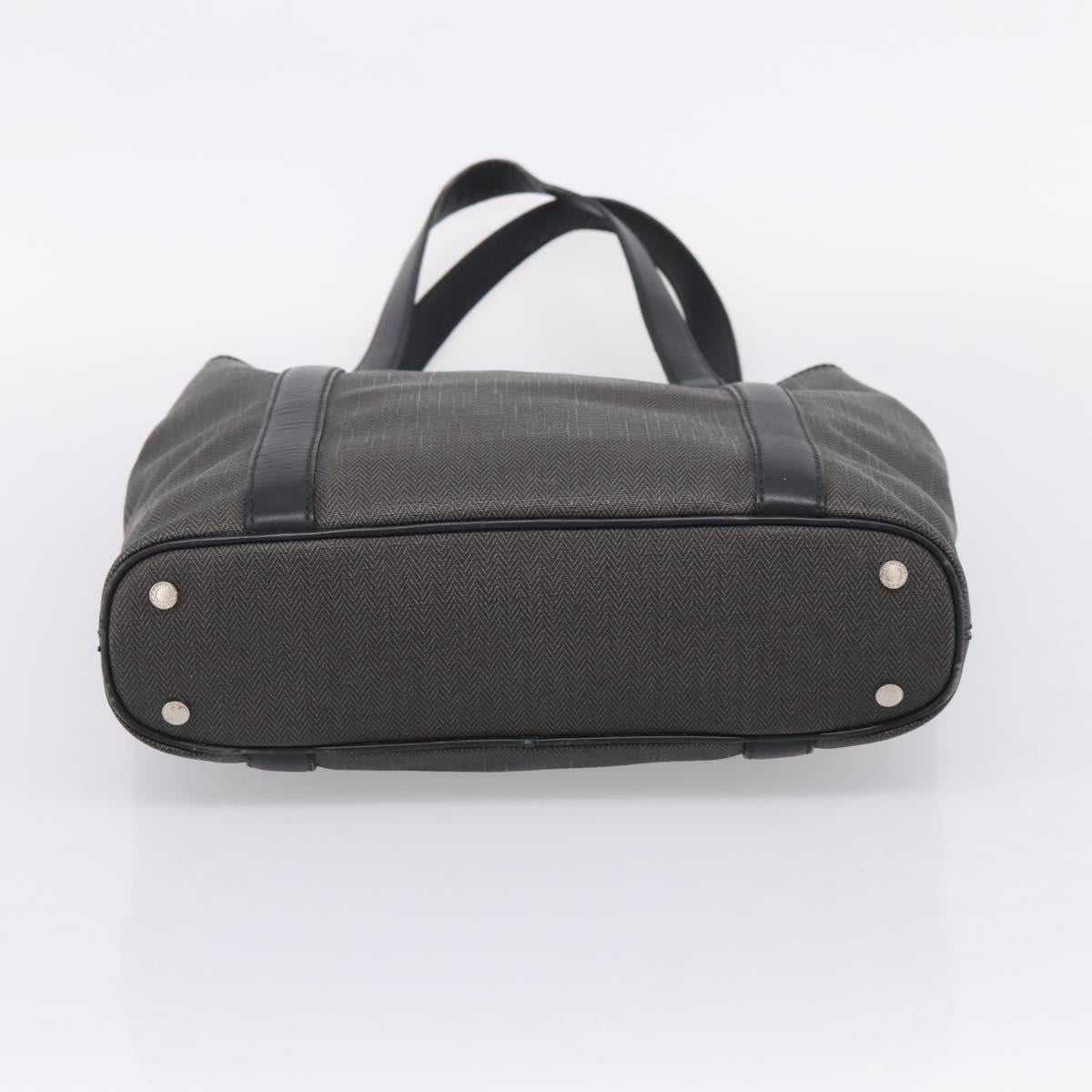 BVLGARI Tote Bag Leather PVC Black Silver Auth bs37580