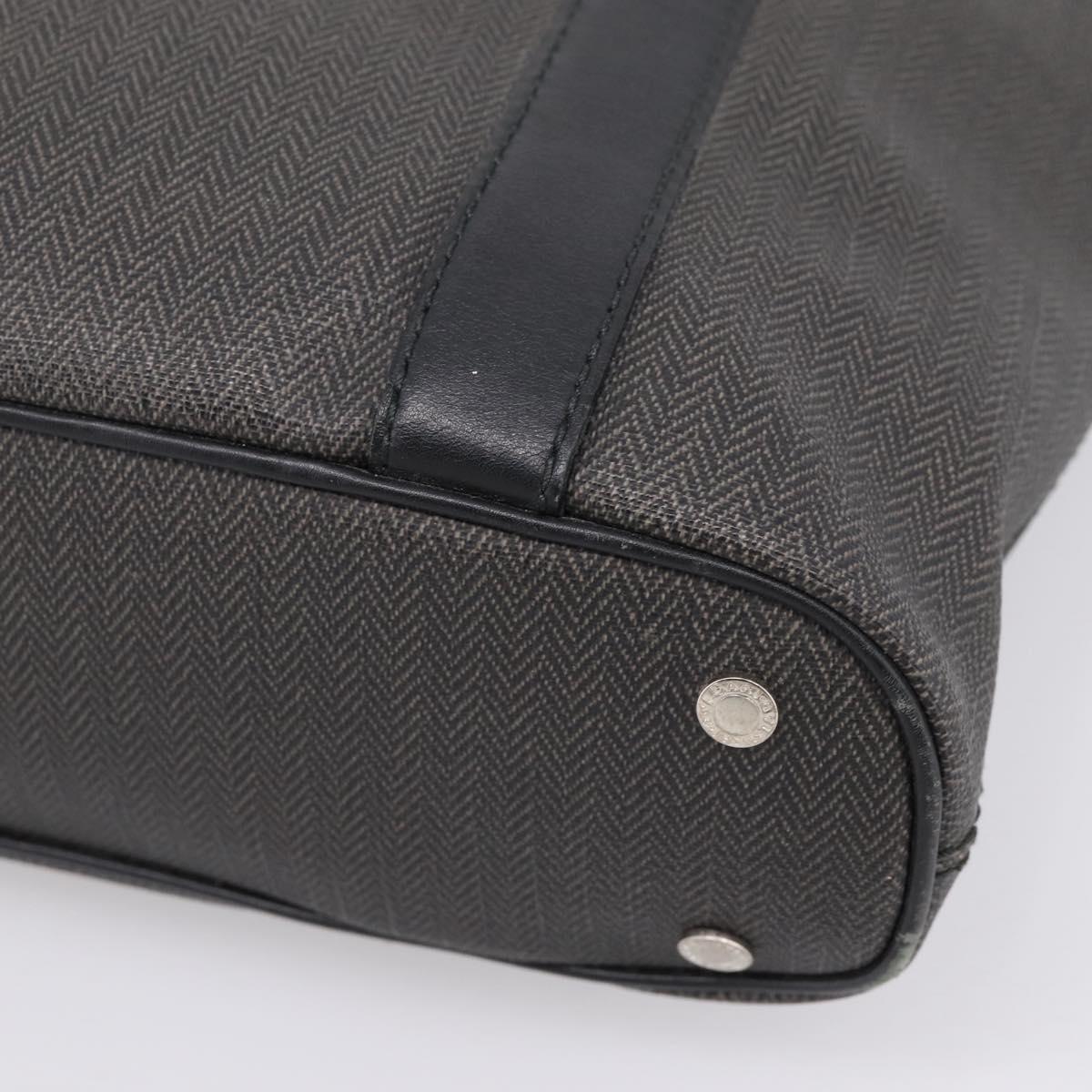 BVLGARI Tote Bag Leather PVC Black Silver Auth bs37580