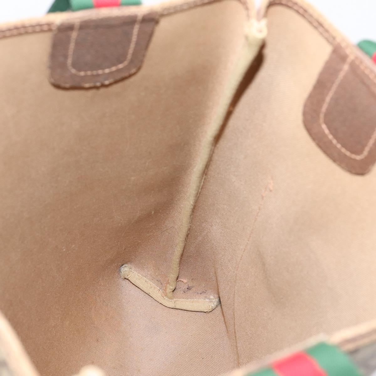 GUCCI GG Canvas Web Sherry Line Tote Bag Beige Red Green 89 02 003 Auth bs37587