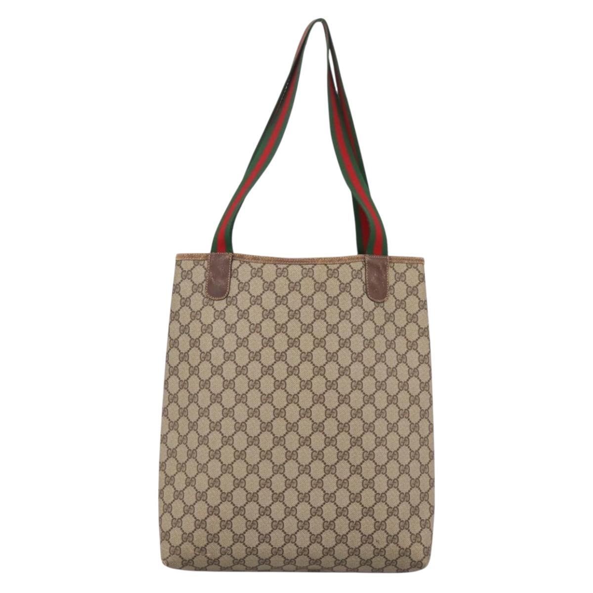 GUCCI GG Canvas Web Sherry Line Tote Bag Beige Red Green 89 02 003 Auth bs37587