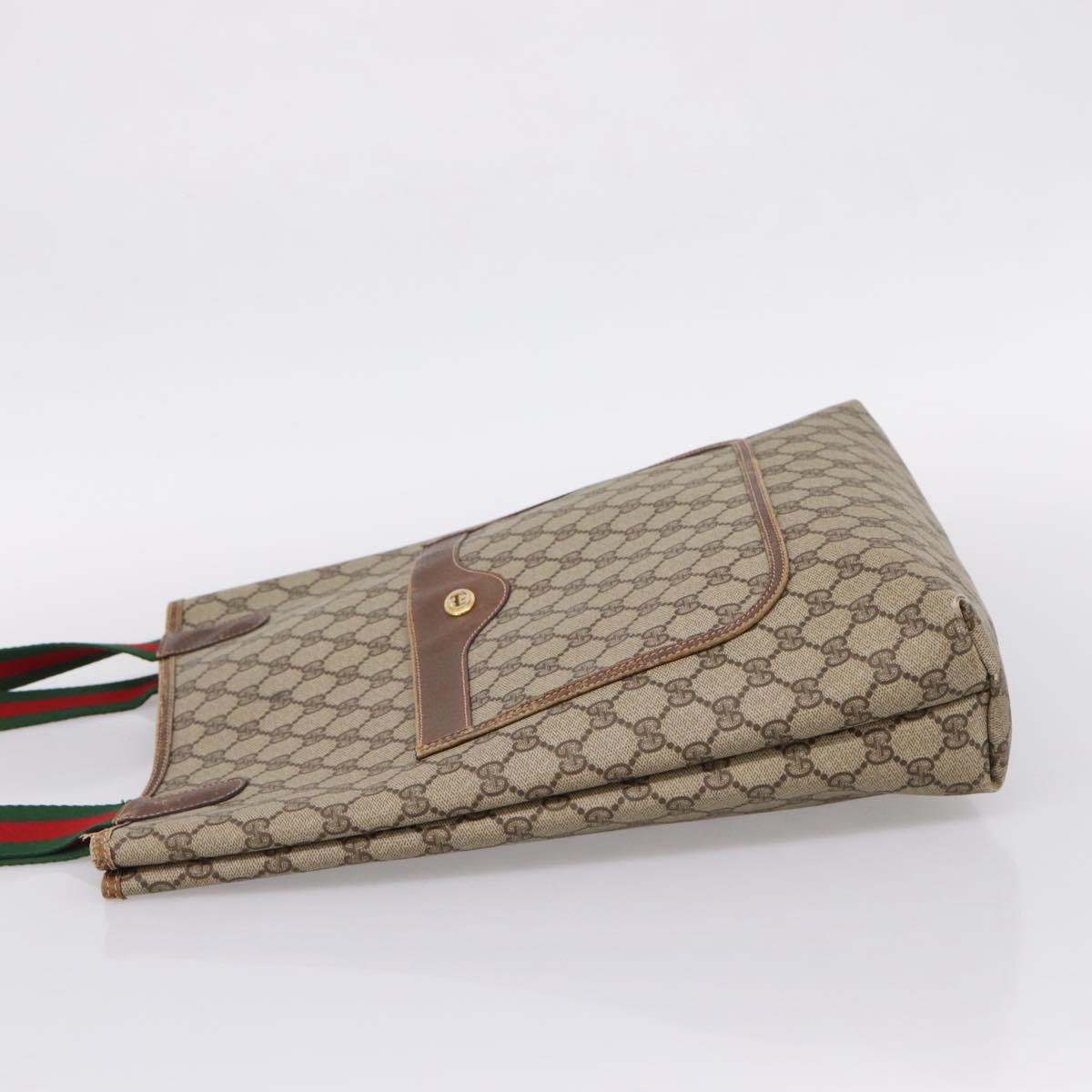 GUCCI GG Canvas Web Sherry Line Tote Bag Beige Red Green 89 02 003 Auth bs37587