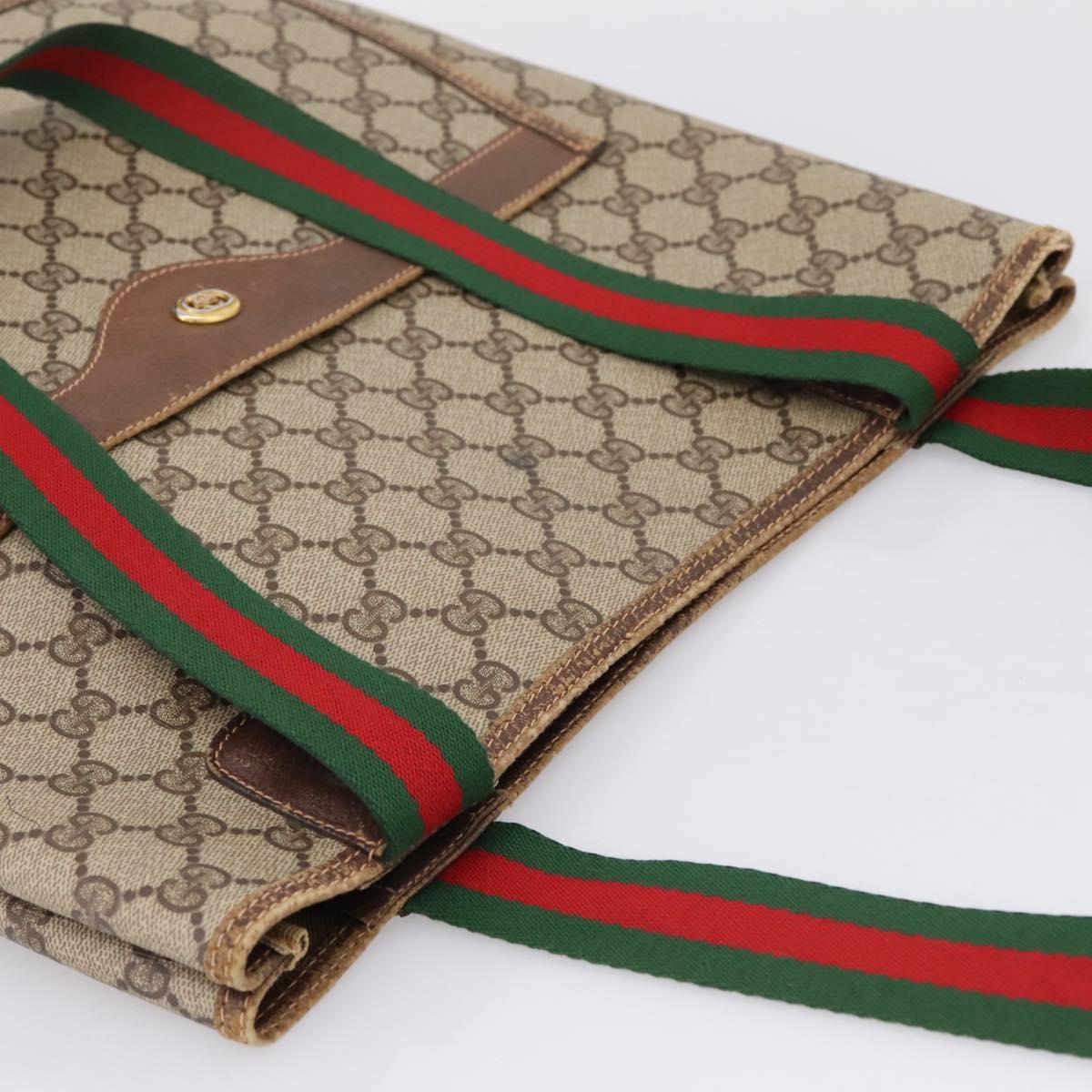 GUCCI GG Canvas Web Sherry Line Tote Bag Beige Red Green 89 02 003 Auth bs37587