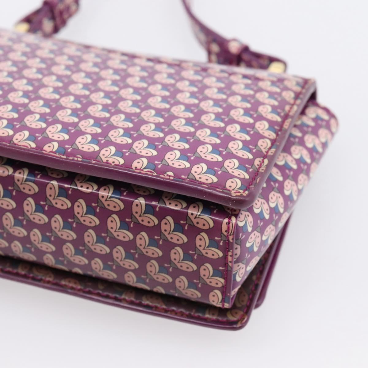 Salvatore Ferragamo Vala Shoulder Bag Patent leather Purple Gold Auth bs37591
