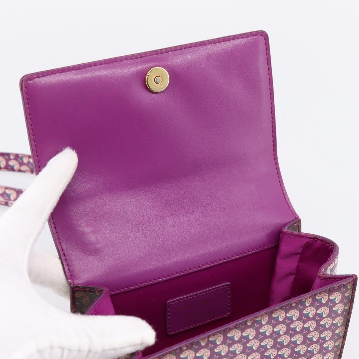 Salvatore Ferragamo Vala Shoulder Bag Patent leather Purple Gold Auth bs37591