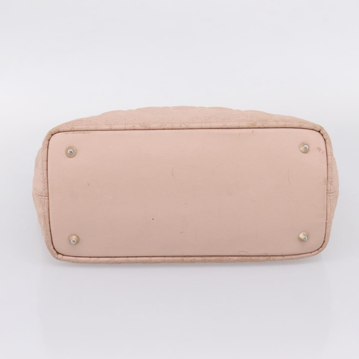 Christian Dior Canage Tote Bag Coated Canvas Pink Gold Auth bs37594