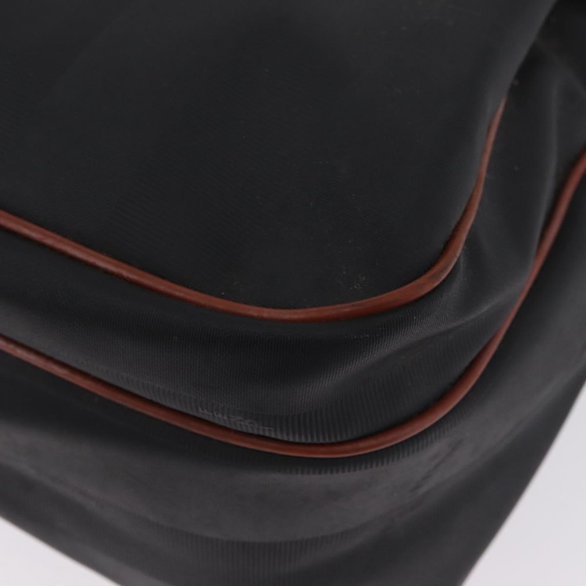 FENDI Pecan Canvas Shoulder Bag PVC Black Brown Auth bs37595