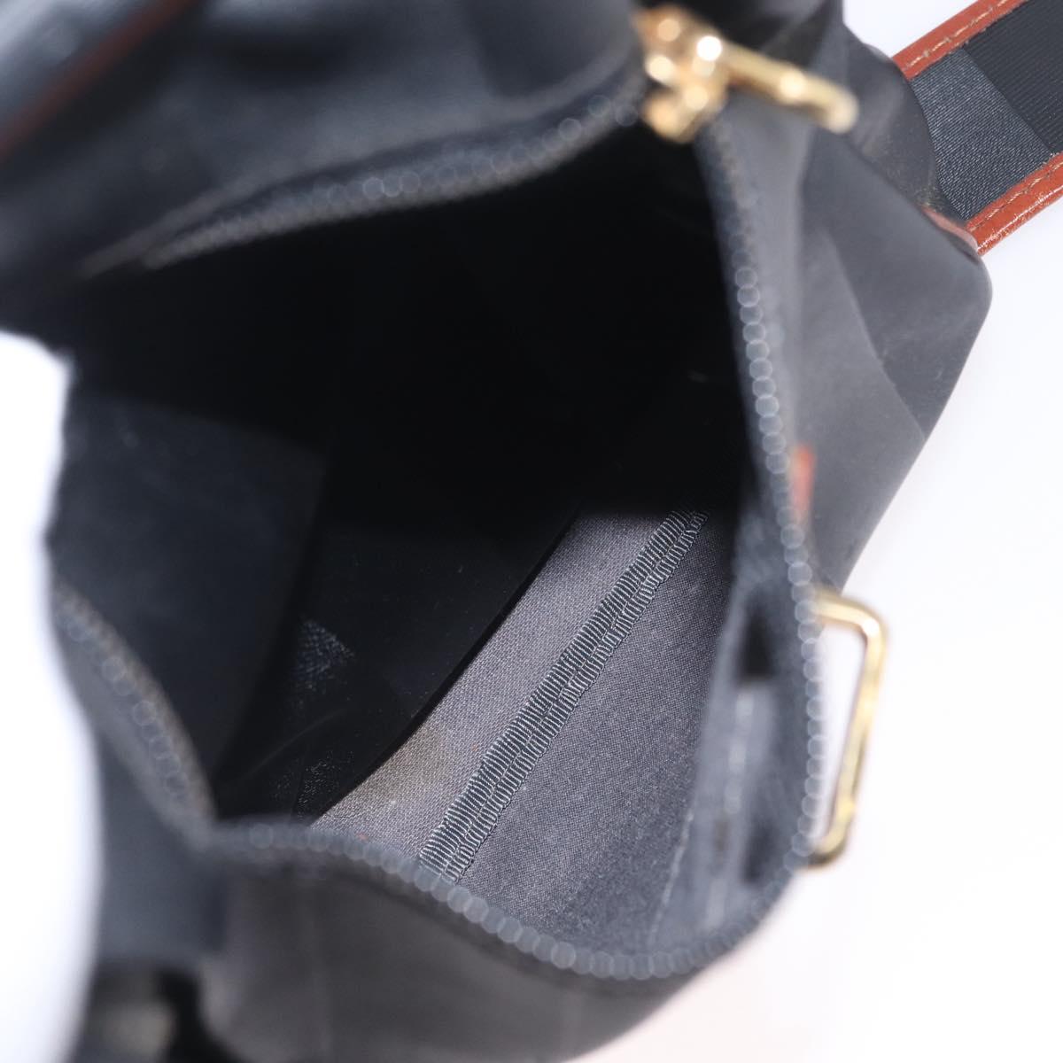 FENDI Pecan Canvas Shoulder Bag PVC Black Brown Auth bs37595