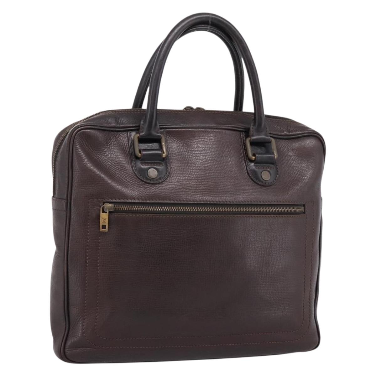 LOUIS VUITTON Utah Eron Business Bag Leather Brown M92532 LV Auth bs37599
