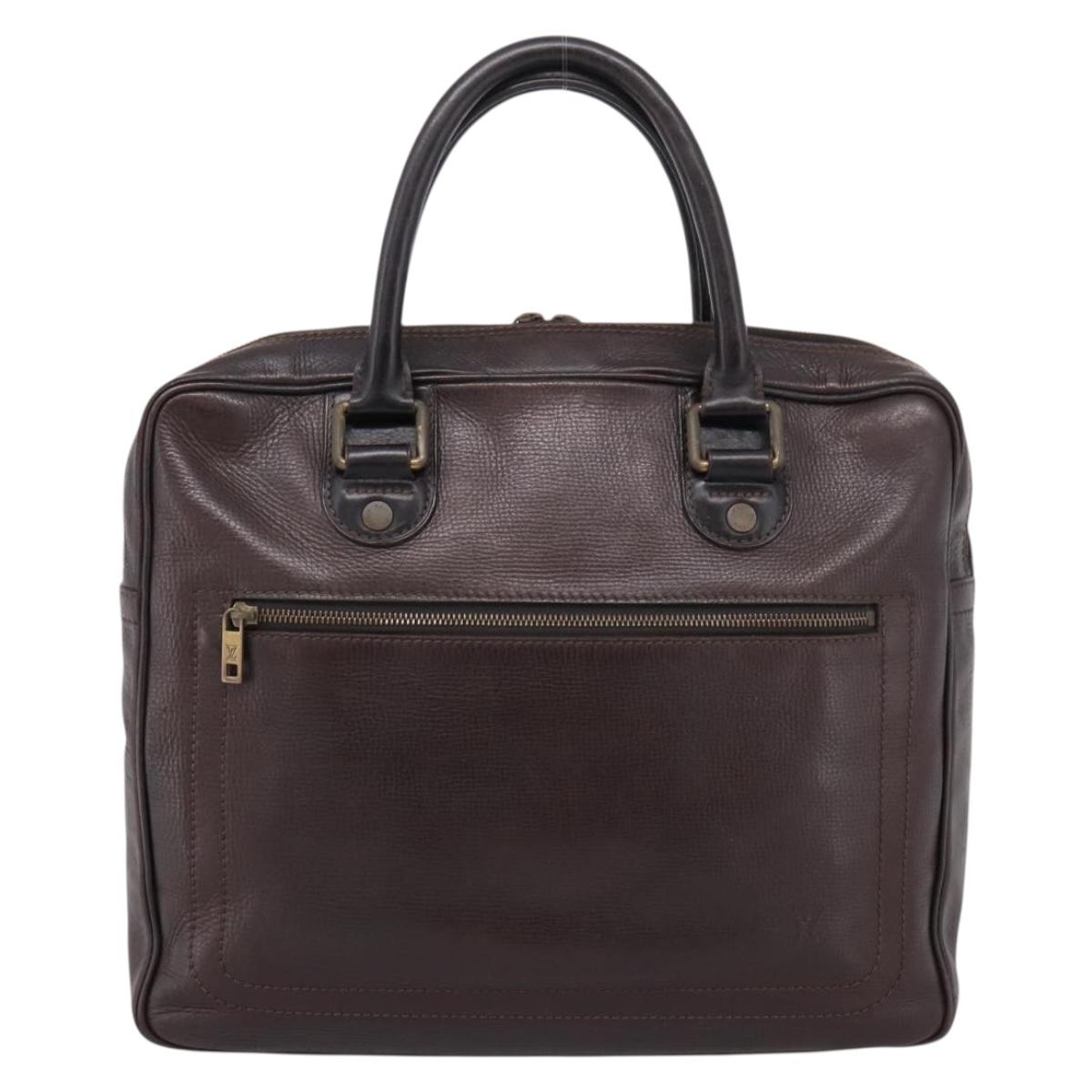 LOUIS VUITTON Utah Eron Business Bag Leather Brown M92532 LV Auth bs37599
