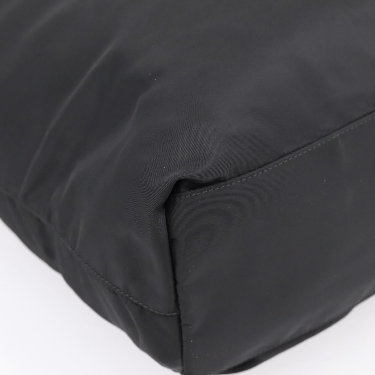 PRADA Tote Bag Nylon Black Silver Auth bs37600
