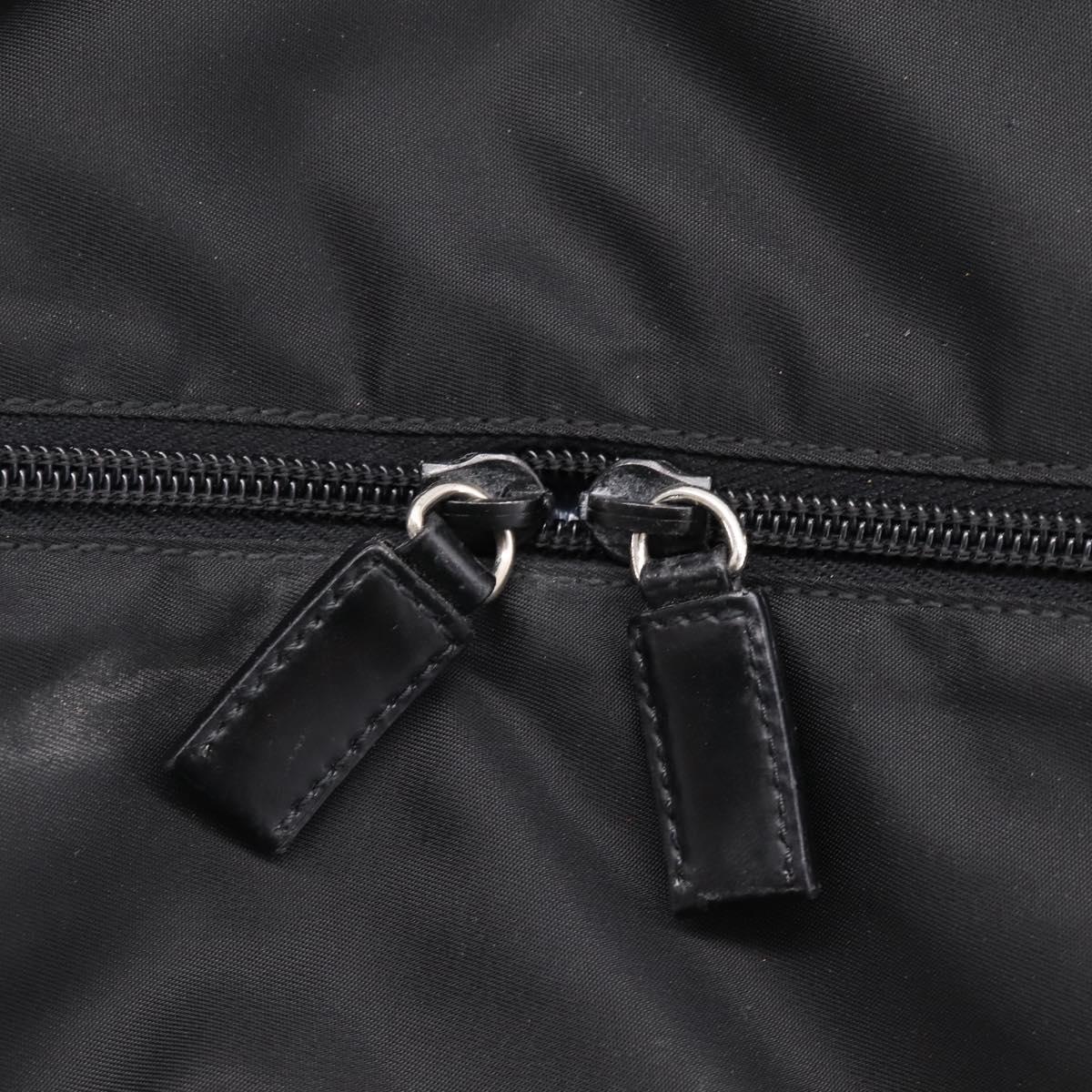 PRADA Tote Bag Nylon Black Silver Auth bs37600