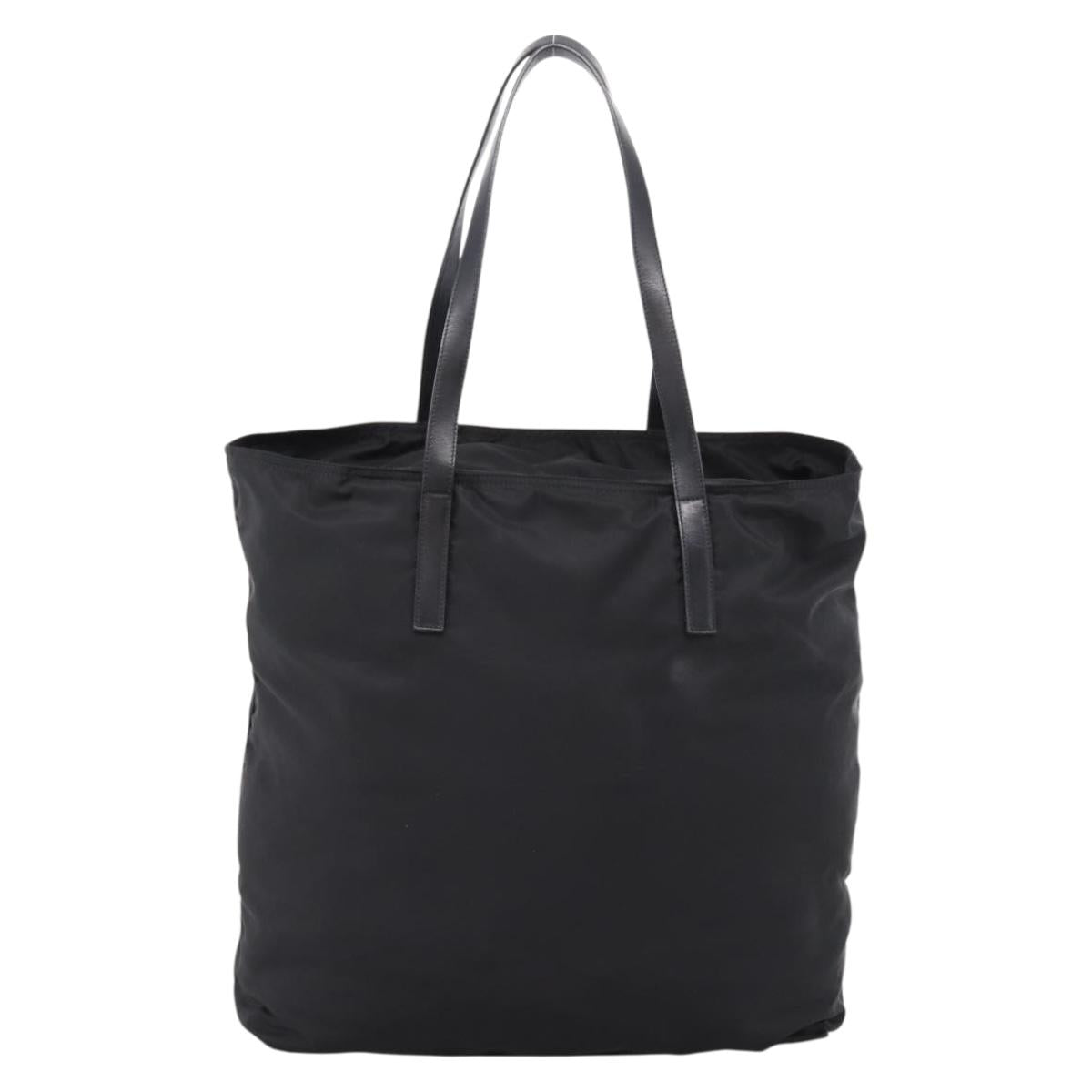 PRADA Tote Bag Nylon Black Silver Auth bs37600