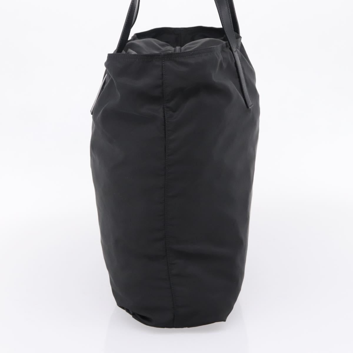 PRADA Tote Bag Nylon Black Silver Auth bs37600