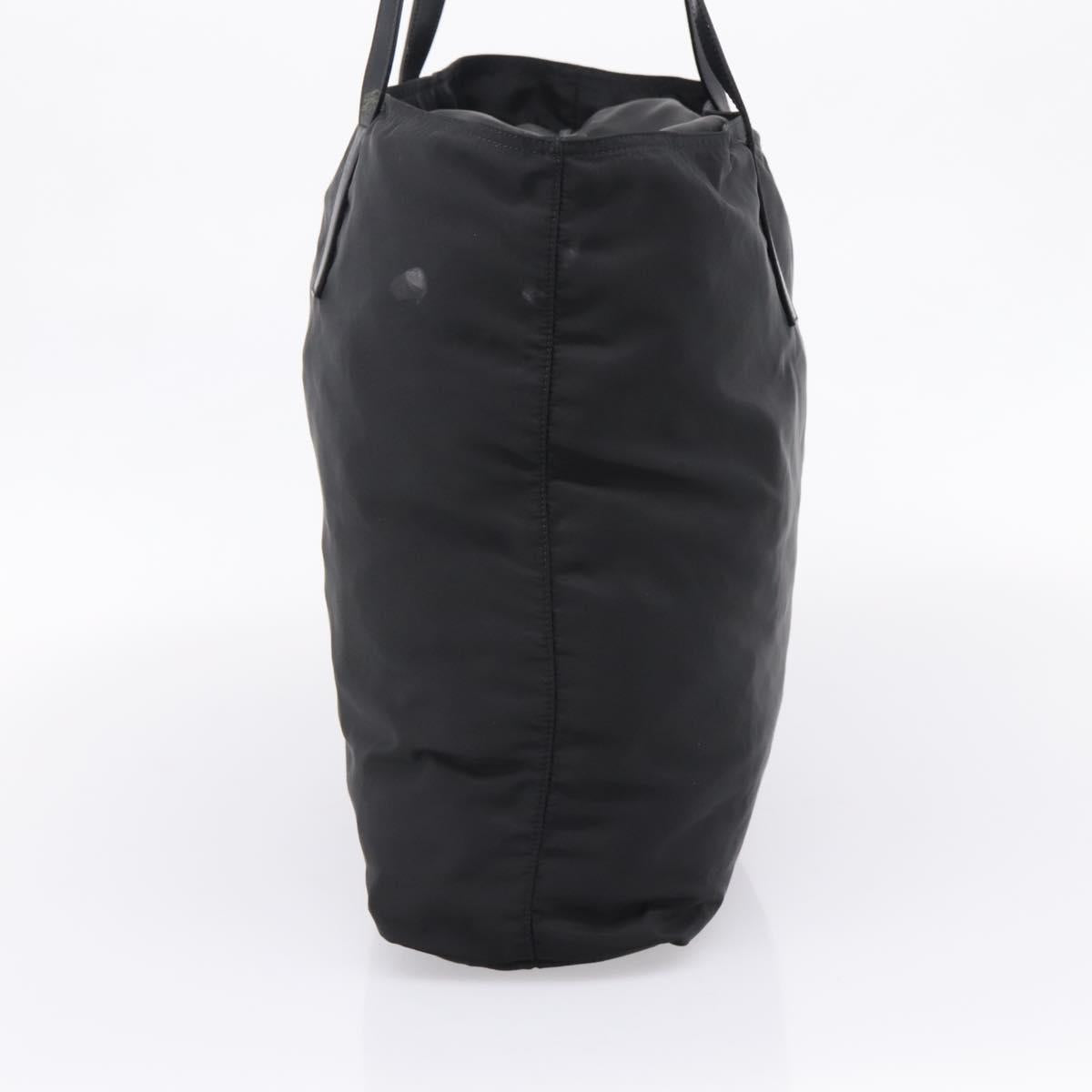 PRADA Tote Bag Nylon Black Silver Auth bs37600
