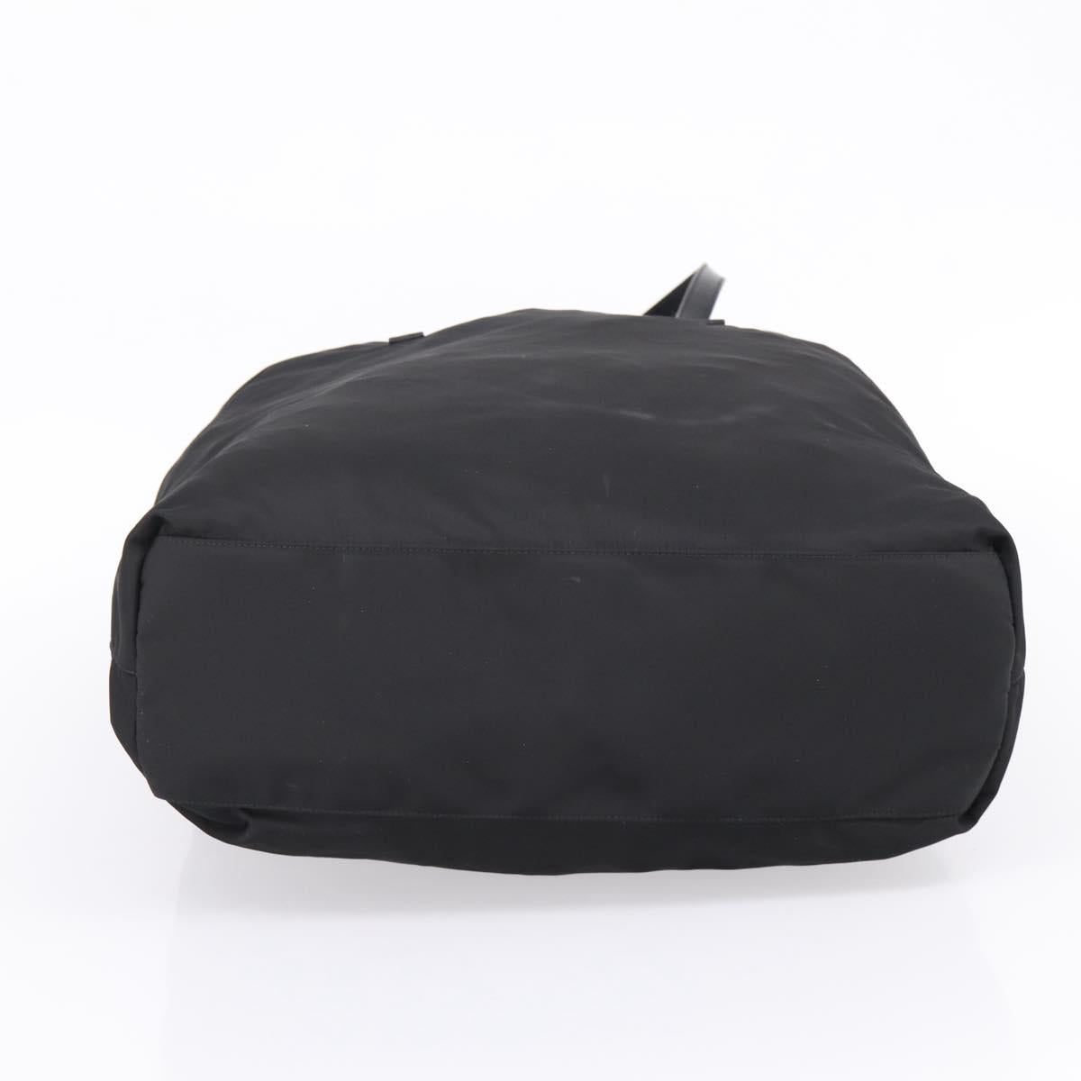 PRADA Tote Bag Nylon Black Silver Auth bs37600