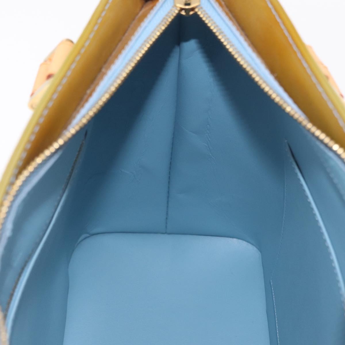LOUIS VUITTON Monogram Vernis Houston Hand Bag Baby Blue M91005 LV Auth bs37601