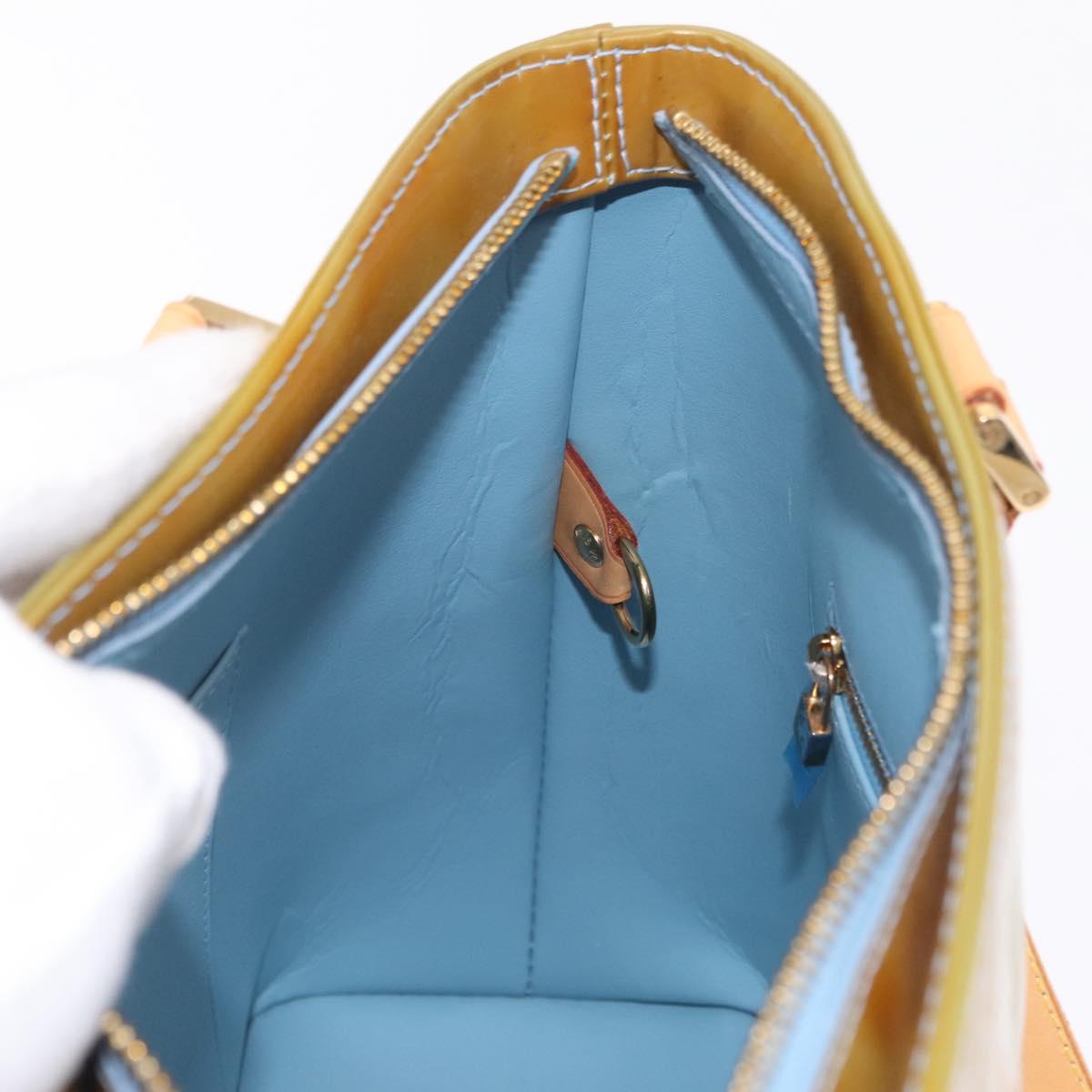 LOUIS VUITTON Monogram Vernis Houston Hand Bag Baby Blue M91005 LV Auth bs37601
