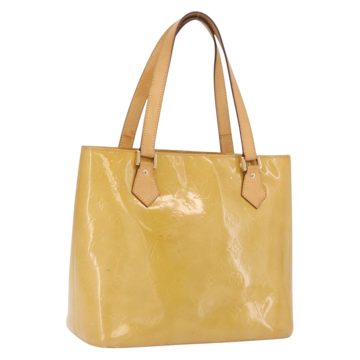 LOUIS VUITTON Monogram Vernis Houston Hand Bag Beige M91004 LV Auth bs37604
