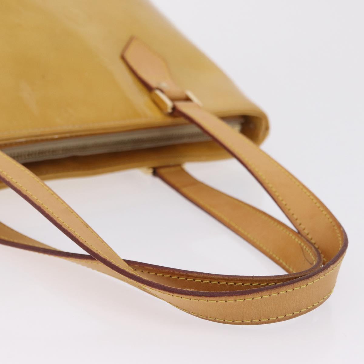 LOUIS VUITTON Monogram Vernis Houston Hand Bag Beige M91004 LV Auth bs37604