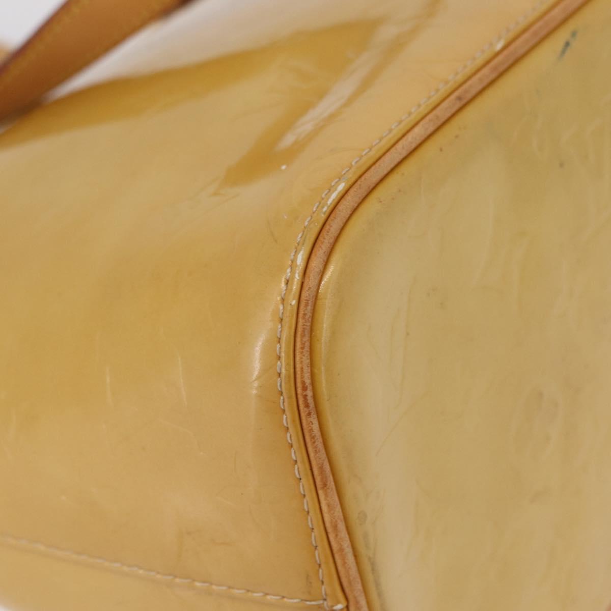 LOUIS VUITTON Monogram Vernis Houston Hand Bag Beige M91004 LV Auth bs37604