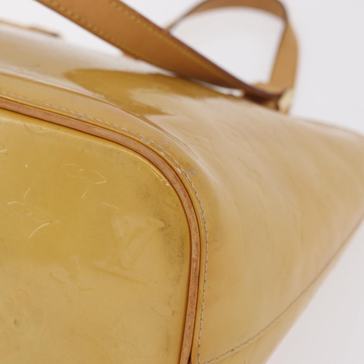 LOUIS VUITTON Monogram Vernis Houston Hand Bag Beige M91004 LV Auth bs37604