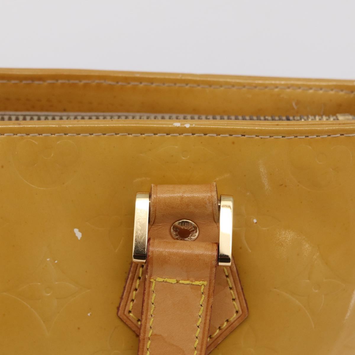 LOUIS VUITTON Monogram Vernis Houston Hand Bag Beige M91004 LV Auth bs37604