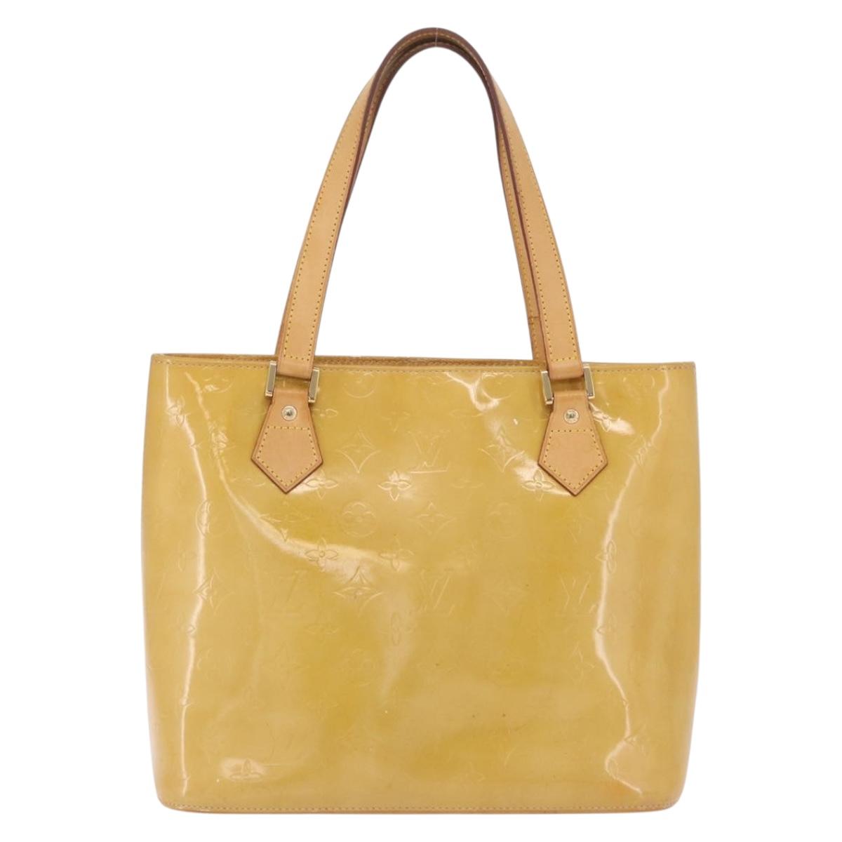 LOUIS VUITTON Monogram Vernis Houston Hand Bag Beige M91004 LV Auth bs37604