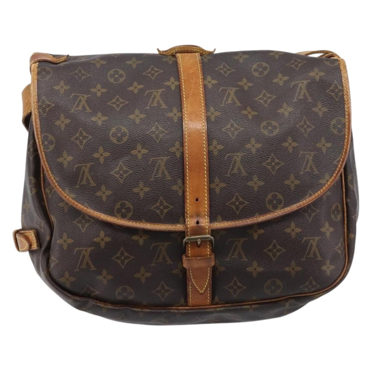 LOUIS VUITTON Monogram Saumur 35 Shoulder Bag M42254 LV Auth bs37607
