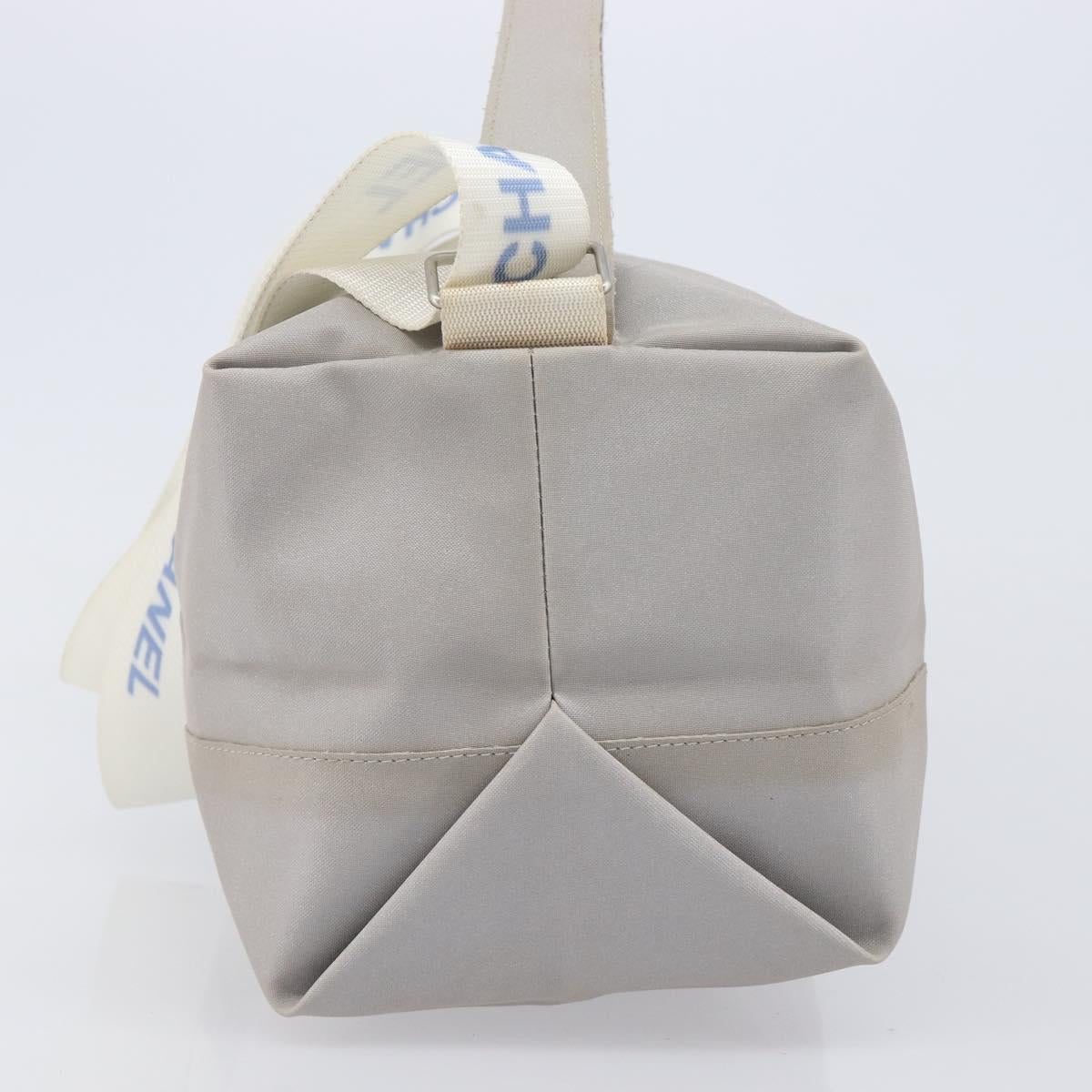 CHANEL Sports Line Shoulder Bag Nylon Gray Silver CC Auth bs37611