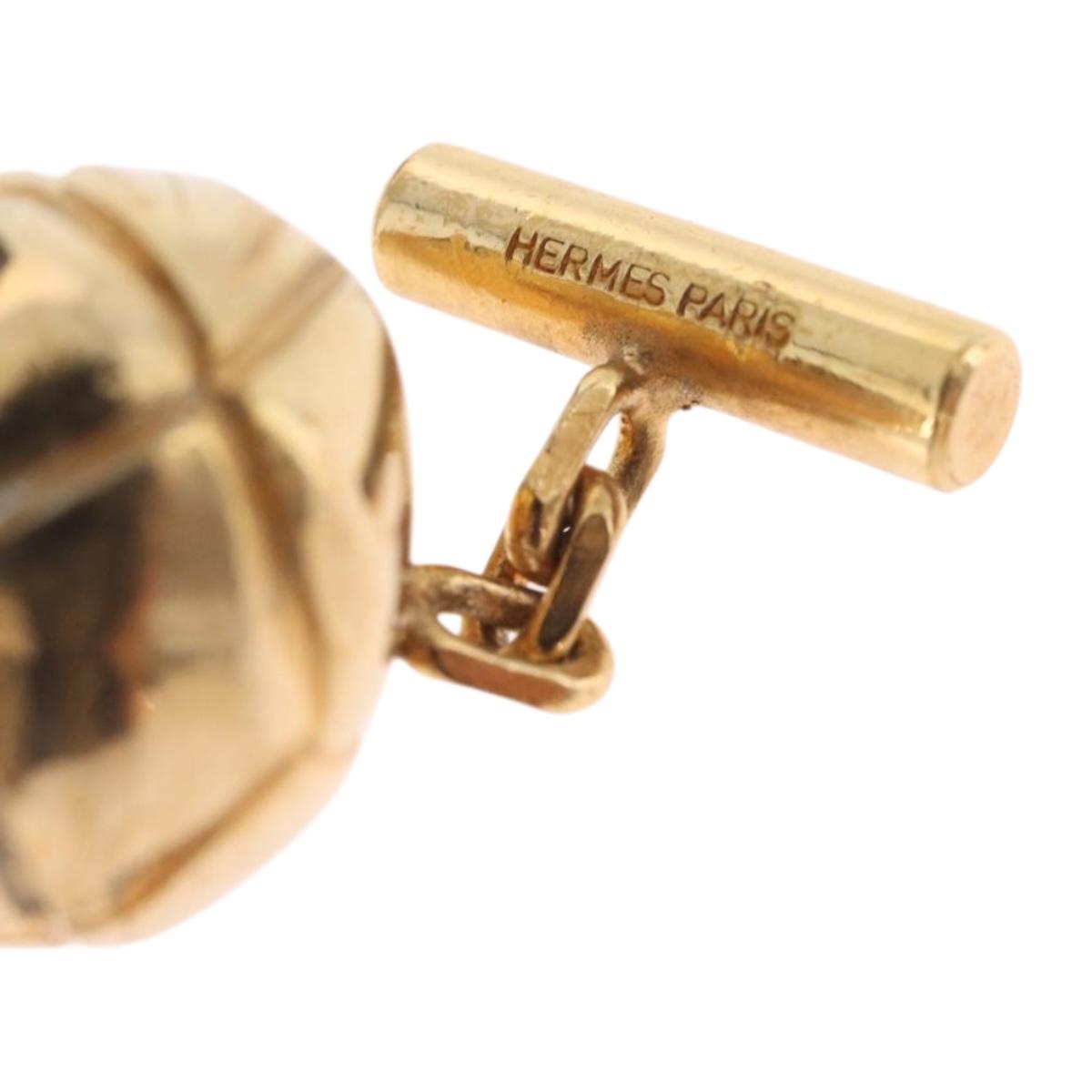 HERMES Cuffs metal Gold Auth bs37613