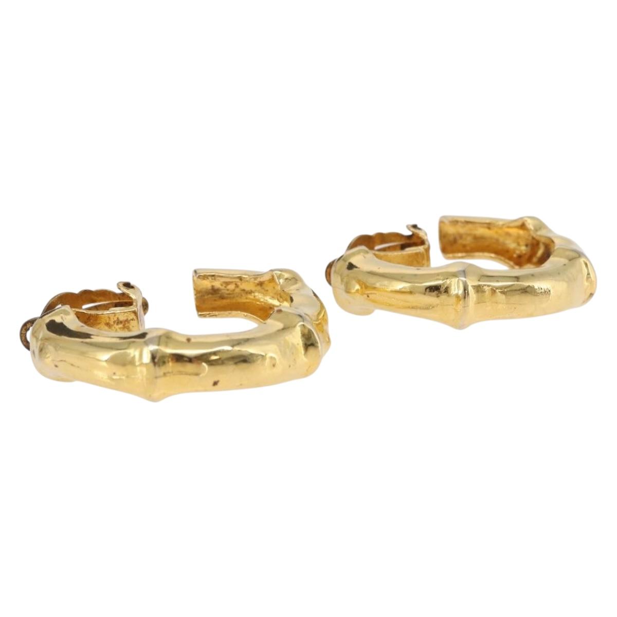 HERMES Earring metal Gold Tone Auth bs37621