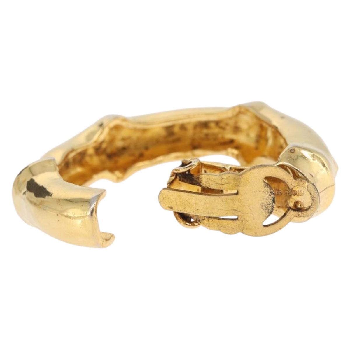HERMES Earring metal Gold Tone Auth bs37621