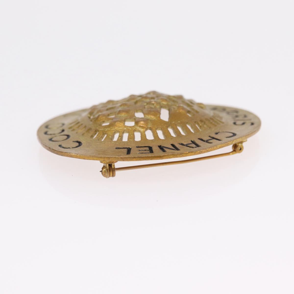 CHANEL Brooch metal Gold Tone CC Auth bs37626
