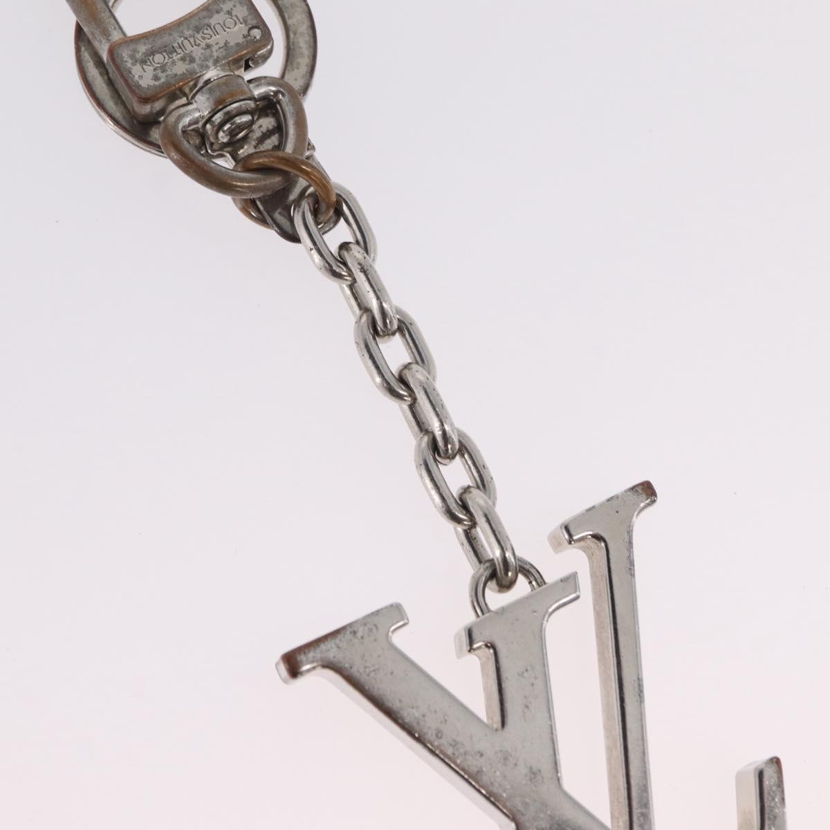 LOUIS VUITTON Bag Charm Belt metal 4 Set White Silver LV Auth bs37642