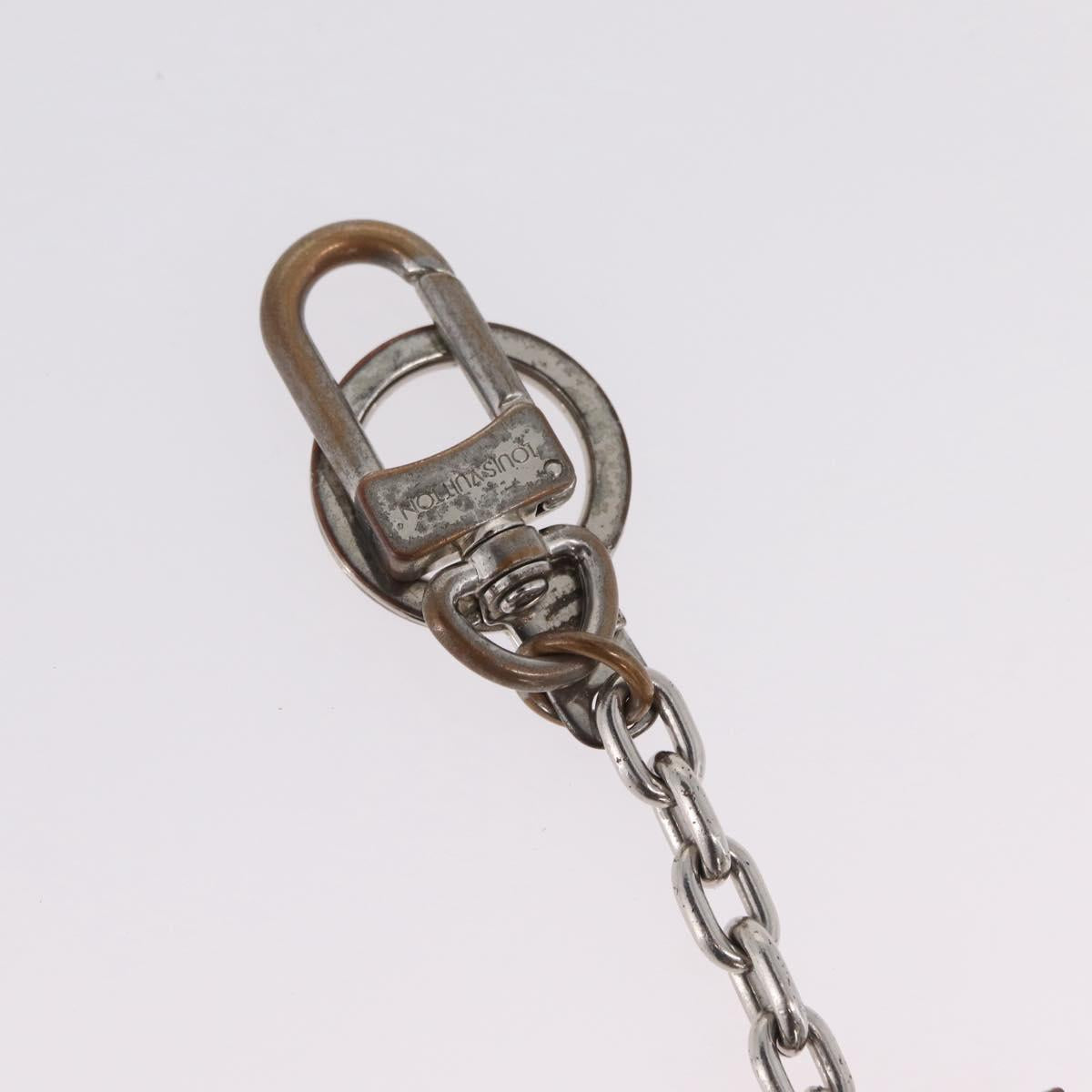 LOUIS VUITTON Bag Charm Belt metal 4 Set White Silver LV Auth bs37642