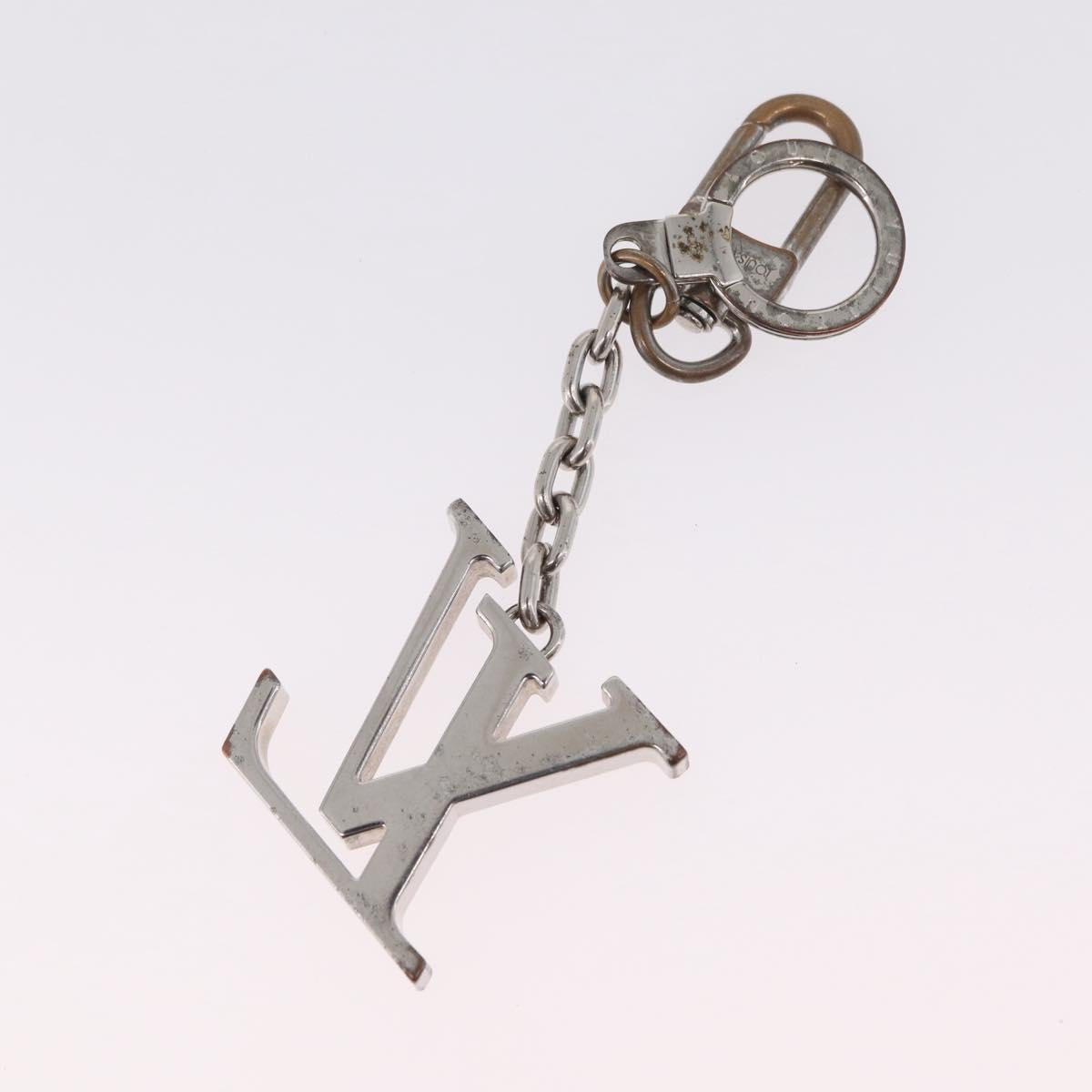 LOUIS VUITTON Bag Charm Belt metal 4 Set White Silver LV Auth bs37642