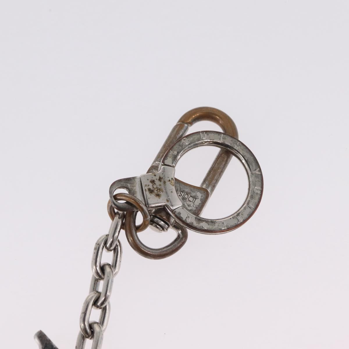 LOUIS VUITTON Bag Charm Belt metal 4 Set White Silver LV Auth bs37642