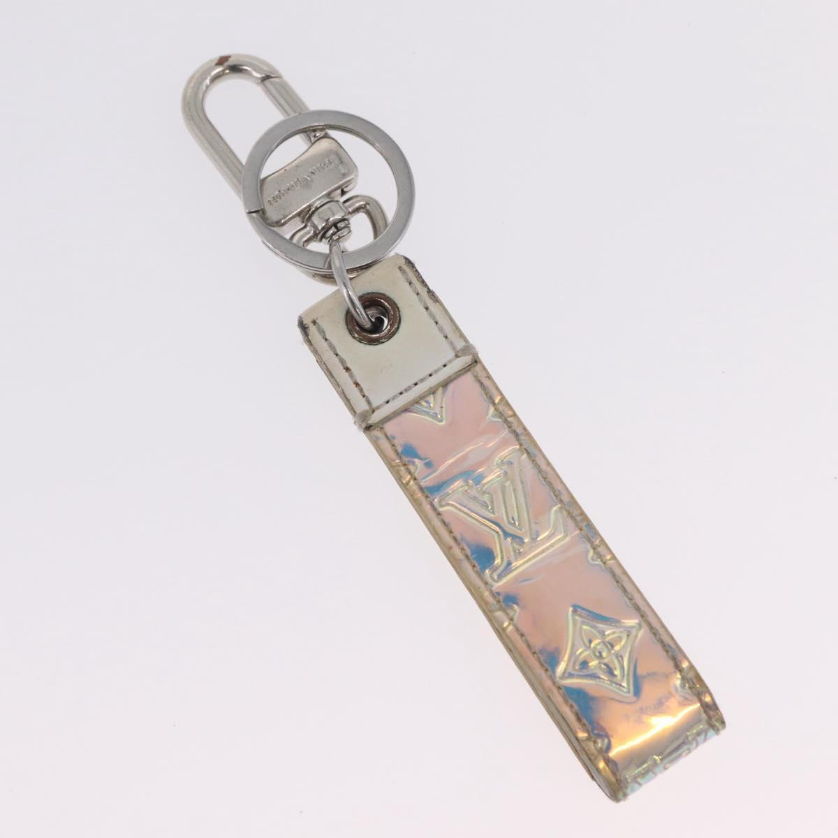 LOUIS VUITTON Bag Charm Belt metal 4 Set White Silver LV Auth bs37642