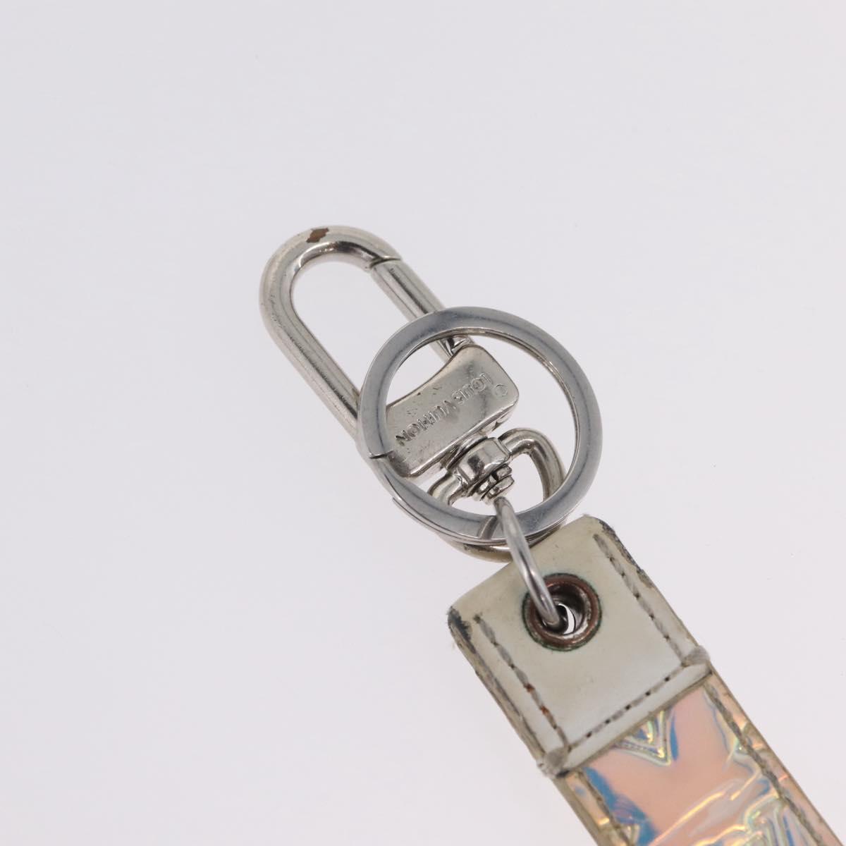 LOUIS VUITTON Bag Charm Belt metal 4 Set White Silver LV Auth bs37642