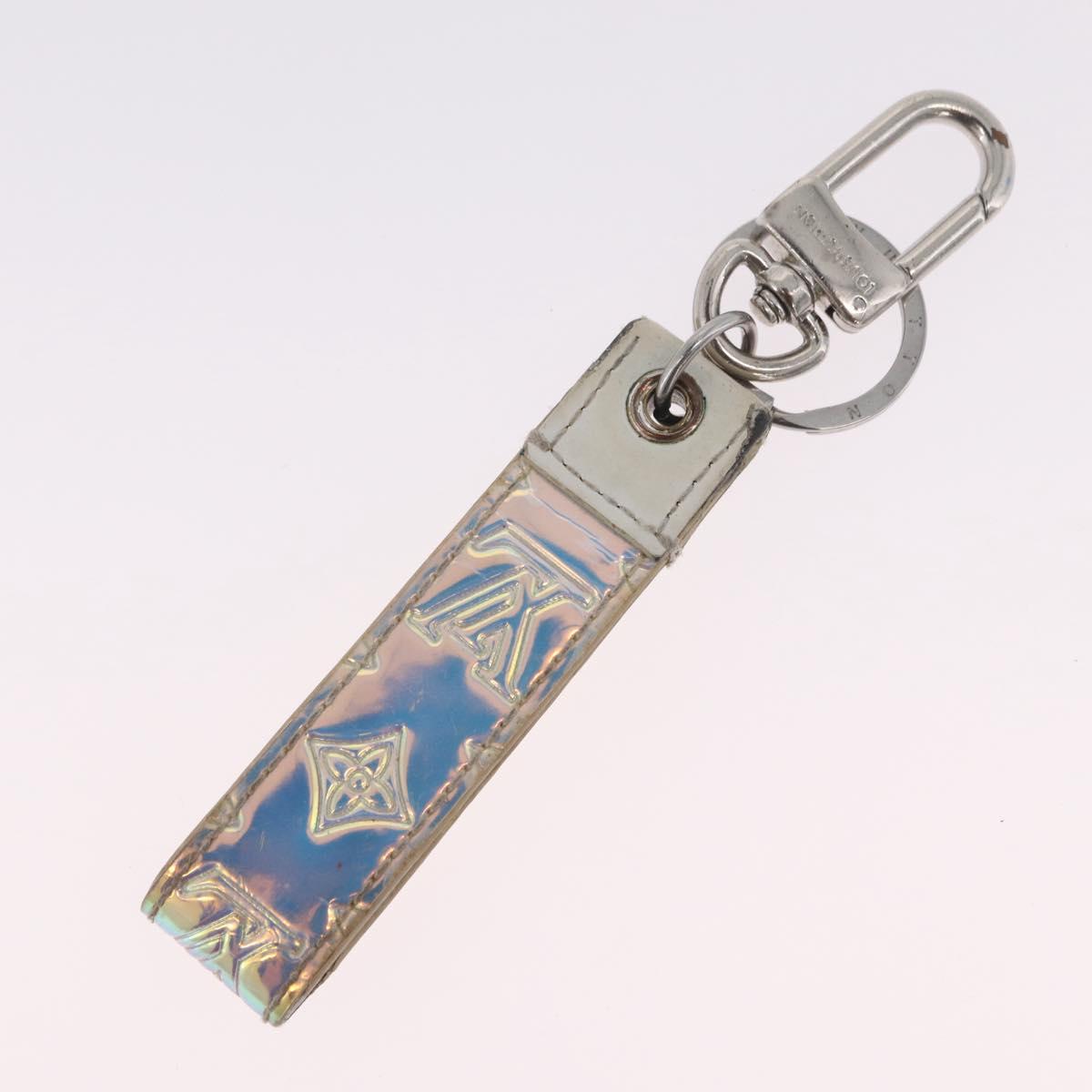 LOUIS VUITTON Bag Charm Belt metal 4 Set White Silver LV Auth bs37642