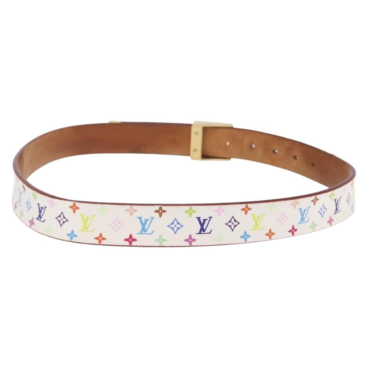 LOUIS VUITTON Bag Charm Belt metal 4 Set White Silver LV Auth bs37642